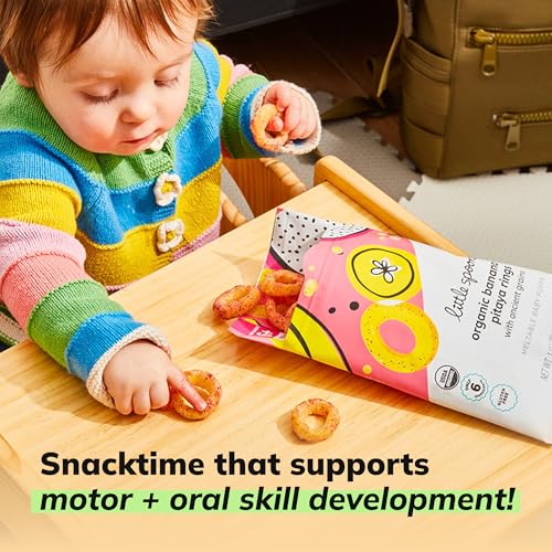 Little Spoon Banana Pitaya Meltable Baby Puffs, Organic Corn Quinoa Sorghum, No Rice, No Added Sugar Snacks, Encourages Self-Feeding, 1 Oz Bag, 4 Pack