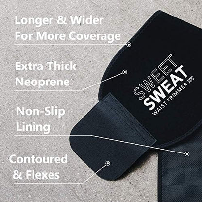 Sports Research® Sweet Sweat Waist Trimmer - Premium Sweat Enhancing Fitness Belt for Women & Men - 5 Adjustable Sizes