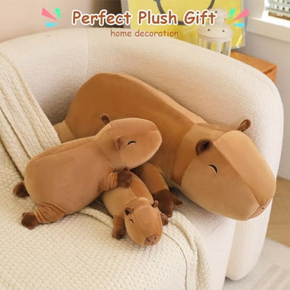 SQEQE Weighted Capybara Plush, Weighted Capybara Stuffed Animal, Cute Plushies Soft Pillow Toy Gift for Kids Adults 23.6 Inch, 3.1 Lbs