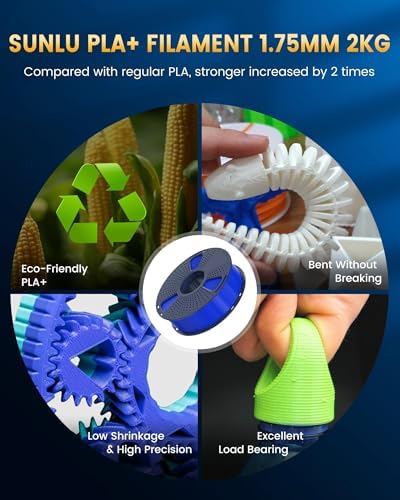 SUNLU PLA+2.0 3D Printer Filament, Upgrade PLA+ Filament 1.75mm, Tougher and Stronger, Neatly Wound PLA Plus Filament, Dimensional Accuracy +/-0.02mm, 1KG Spool(2.2lbs), Yellow