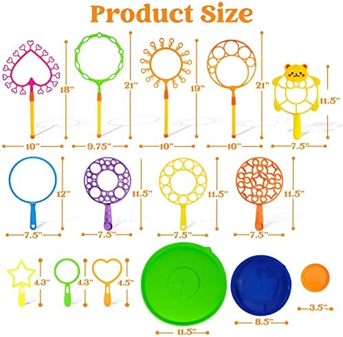 JOYIN Big Bubble Wands Set with with Tray, 21" Giant Bubble Wands Bulk for Kids, Summer, Outdoor Play Period & Birthday Party & Games, 6 Pcs Solution Suitable, Suitable for All Age People