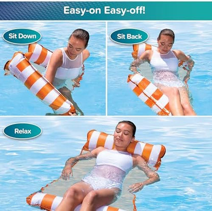 Aqua 4-in-1 Monterey Hammock Pool Float & Water Hammocks, 1-2-3-4 Multipacks – Multiple Colors/Styles – for Adults and Kids Floating