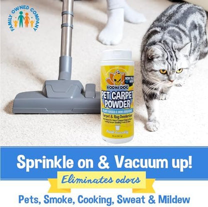 Bodhi Dog Natural Carpet Deodorizer Powder - Dry Pet Smell Eliminator & Urine Odor Remover - Loosens Fur & Dirt - Plant-Based Room Freshener for Vacuuming Home with Pets - Fresh Laundry (Pack of 3)