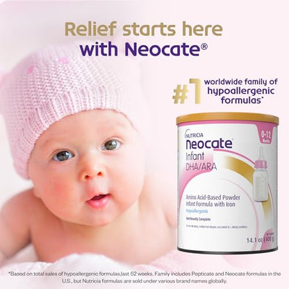 Nutricia Neocate Infant - Hypoallergenic, Amino Acid-Based Baby Formula - Well-Tolerated & Supports Normal Growth - Infant Formula with DHA, ARA & Iron - 14.1 oz can (Pack of 1)
