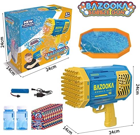 Bubble Machine Gun Kids Toys, Bubble Gun with Colorful Lights and Thousands Bubbles, Outdoor Toy Birthday Party Favors for Boys Girls Age 3 4 5 6 7 8 9 10 11 12 Years Old