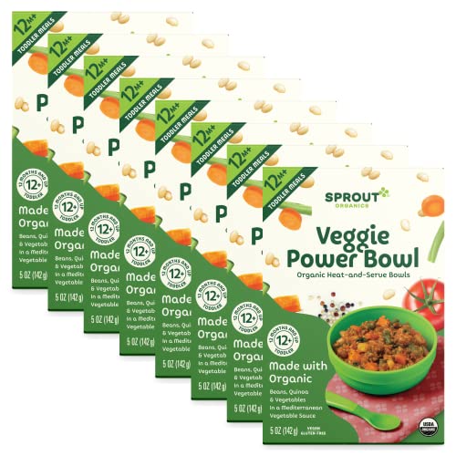 Sprout Organic Baby Food, Toddler Meals, Mediterranean Veggie Power Bowl with Beans & Quinoa, 5 Oz Bowl (8 Count)