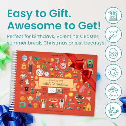 CUPKIN Sticker Book for Kids 2-4, 500+ Kids Stickers, Spending Time with Grandma 12 Coloring Pages, 12 Scenes, Fun Toddler Travel Activity Coloring and Sticker Books for Children Ages 4-8 + 8-10