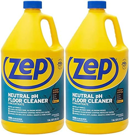 Zep Neutral pH Industrial Floor Cleaner. 1 Gallon (Case of 2) - ZUNEUT128 - Concentrated Pro Trusted All-Purpose Floor Cleaner