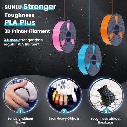 SUNLU 4KG 3D Printer Filament PLA Plus 1.75mm, Neatly Wound PLA Filament 1.75mm PRO, PLA+ Filament for Most FDM 3D Printer, 1kg Spool, 4 Packs, White