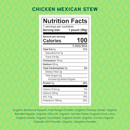 Serenity Kids 6+ Months World Explorers Mexican Chicken Baby Food Pouches - Chicken Mexican Stew - BPA-Free Organic Baby Food Puree with Protein & Veggies - 3.5 Oz, 6 Count