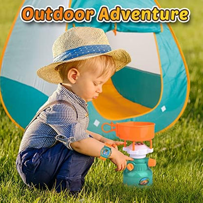 FUN LITTLE TOYS Pop Up Play Tent with Camping Gear and Tools Set, Outdoor Toys for Kids