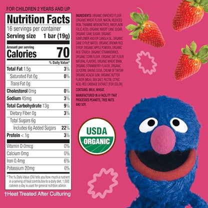 Earth's Best Organic Sunny Days Snack Bars for Toddlers 2 Years Old and Up, Strawberry Flavored with Other Natural Flavors, 7 ct (Pack of 6)