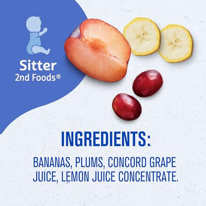 Gerber 2nd Foods Fruits Banana, Plum & Grape Pureed Baby Food, 4 Ounce (Pack of 16)