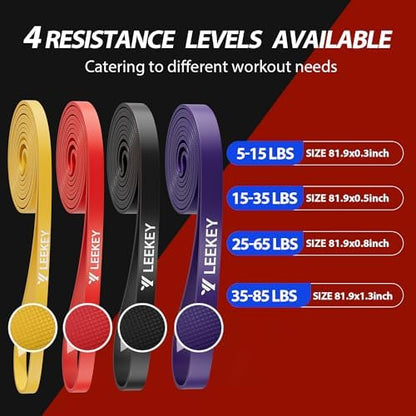LEEKEY Resistance Bands Set for Pull-Up Assistance & Full-Body Training, Multi-Level Exercise Bands with Bag for Home Workouts, Physical Therapy, Strength Training (Men/Women)