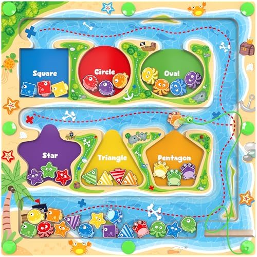 Magnetic Color & Shape Maze - Montessori Toys for 3 4 5 Year Old, Color and Shape Sorting Toy, Montessori Toys for Kids Boys Girls Gifts Ages3+, Preschool Learning Activities