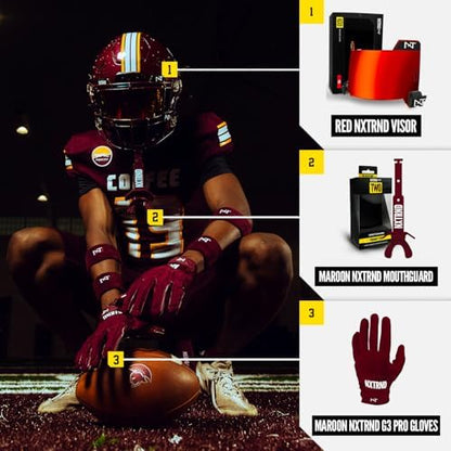 Nxtrnd Two Football Mouth Guard, Football Mouthpiece with Strap, Fits Adult & Youth (Maroon)