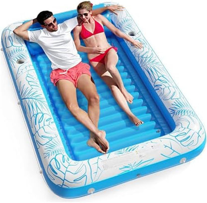 Inflatable Tanning Pool Lounger Float - Jasonwell 4 in 1 Sun Tan Tub Sunbathing Pool Lounge Raft Floatie Toys Water Filled Tanning Bed Mat Pad for Adult Blow Up Kiddie Pool Kids Ball Pit Pool (XXL)