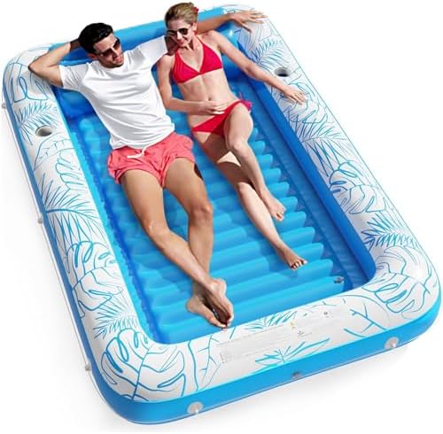 Inflatable Tanning Pool Lounger Float - Jasonwell 4 in 1 Sun Tan Tub Sunbathing Pool Lounge Raft Floatie Toys Water Filled Tanning Bed Mat Pad for Adult Blow Up Kiddie Pool Kids Ball Pit Pool (XXL)