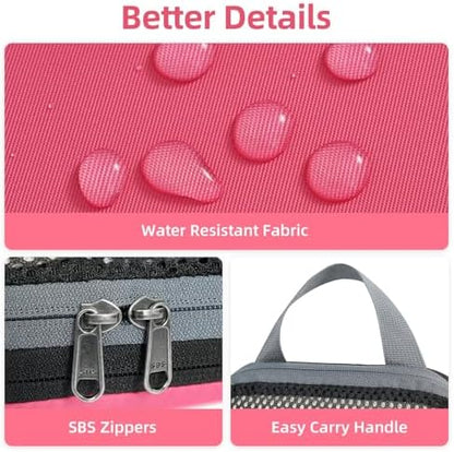 BAGAIL 4 Set/6 Set/8 Set Compression Packing Cubes Travel Accessories Expandable Packing Organizers (Half Mesh, 6-Coral)