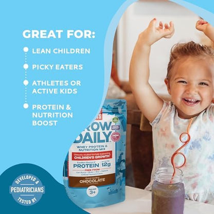 Healthy Heights Grow Daily Kids Protein Drink Mix (Chocolate) - High Protein Shake for Kids 3+