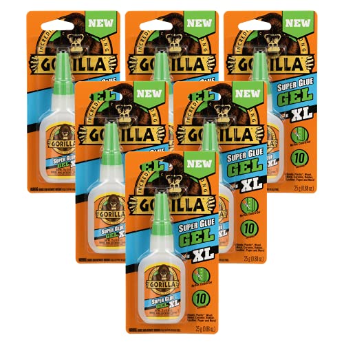 Gorilla Super Glue Gel XL, Clear Glue, 25 Gram (Pack of 6) - All Purpose and Fast Setting for Projects and Repairs