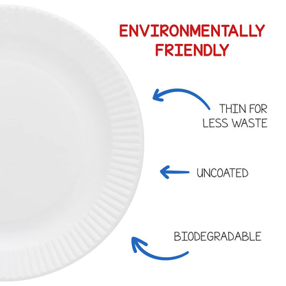 Hygloss Products Paper Plates - Uncoated White Plate - Use for Foodware, Events, Activities, Crafts Projects and More - Environmentally Friendly - Recyclable and Disposable - 9-Inches - 200 Pack