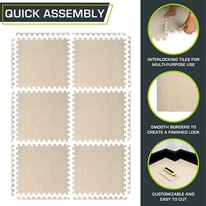 ProsourceFit Puzzle Exercise Mat ½ in, EVA Interlocking Foam Floor Tiles for Home Gym, Mat for Home Workout Equipment, Floor Padding for Kids