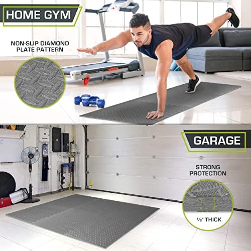 ProsourceFit Puzzle Exercise Mat ½ in, EVA Interlocking Foam Floor Tiles for Home Gym, Mat for Home Workout Equipment, Floor Padding for Kids