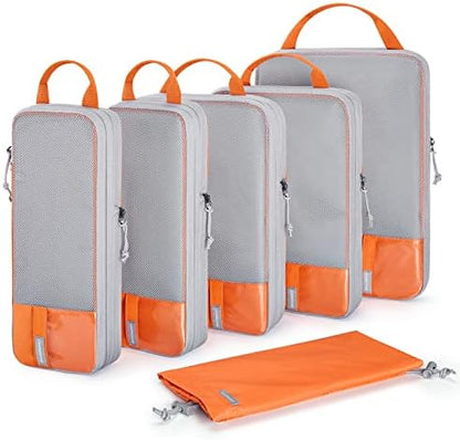 BAGSMART 6 Set Compression Packing Cubes - Lightweight Travel Essentials, Durable Luggage Organizer