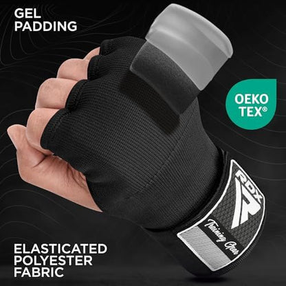 RDX Gel Boxing Hand Wraps Inner Gloves Men Women, Quick 100cm Long Wrist Straps, Elasticated Padded Fist Under Mitts Protection, Muay Thai MMA Kickboxing Martial Arts