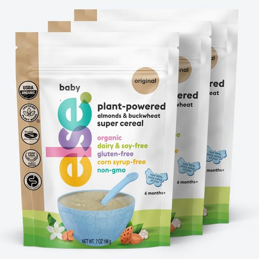 Else Nutrition Baby Cereal Stage 1 for 6 months+, Plant Protein, Organic, Whole foods, Vitamins and Minerals (Original, 3 Pack)