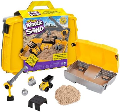Kinetic Sand, Construction Site Folding Sandbox with 2lbs Play Sand & Toy Truck, Sensory Toys for Kids & Classroom, Back to School Teacher Must Haves