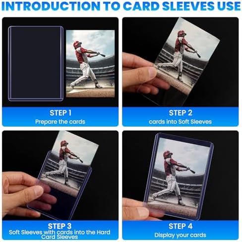 2000 Card Sleeves Top Loaders for Cards, 3" x 4" Hard Plastic Toploaders, Baseball Card Protectors, Trading Card Holder for Football Sports Cards (1000 Toploaders + 1000 Penny Sleeves)