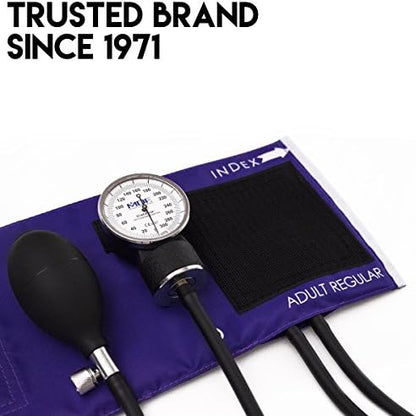 MDF Instruments, Calibra Aneroid Premium Professional Sphygmomanometer, Blood Pressure Monitor with Adult Cuff & Carrying Case, Lifetime Calibration, White Dial, Purple Cuff, MDF808M08