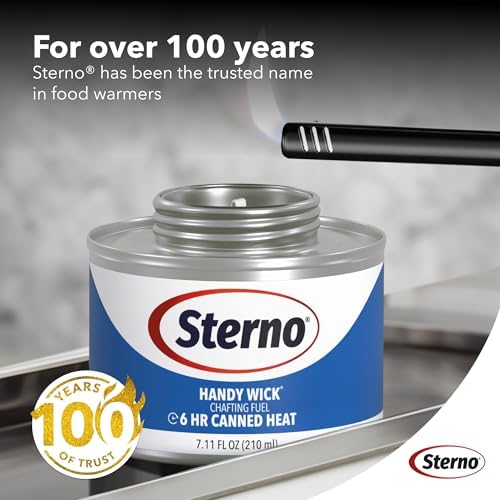 Sterno Fuel Cans - 6-Hour Burn, (12-Pack) Chafing Dish Fuel Can Burners for Food Warmer, Resealable Twist Chafer Fuel Canned Heat, Handy Wick