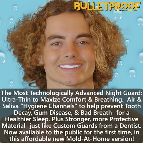 BulletProof Night Guard: World’s Thinnest Mouth Guard For Grinding Teeth At Night. TMJ Bite Clenching Mouthguard For Sleeping. Women Men Nighttime Dental Bruxism Relief Nightguard for Sleep Adult Kids