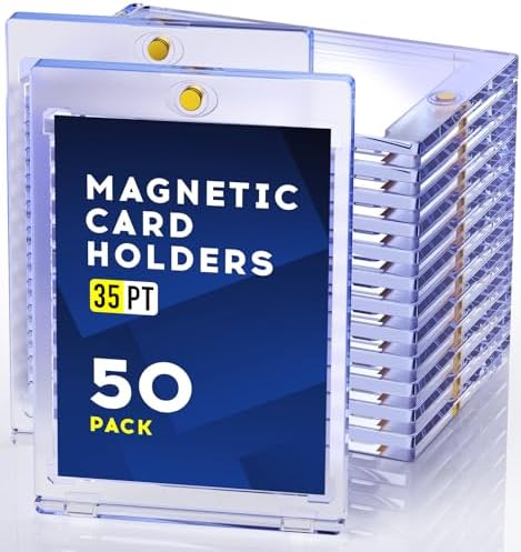 50ct Magnetic Card Holder, 35pt One Touch Card Holder, U-V Protectors Hard Plastic for Trading Cards, Magnet Case, Sports, Game, Football, Baseball Cards Holder