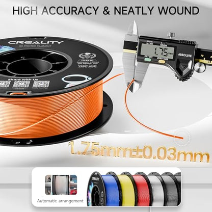 Official Creality PETG 3D Printer Filament 1.75mm 1KG (2.2lbs), High Precision, Strong Toughness, Odorless, Better Flow, Moistureproof 3D Printing CR PETG Filament, Orange