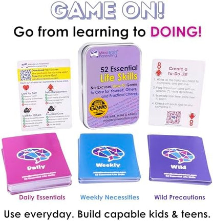 Mind Brain Emotion 52 Essential Life Skills: No-Excuses Game to Teach Kids, Teens & Adults How to Care for Self & Chores, Practical Solution for Responsible Boys, Confident Girls, Happy Family