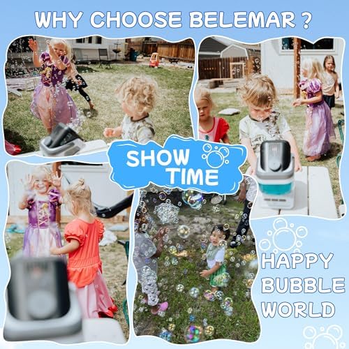 2025 Upgraded Bubble Machine with Remote Control, Automatic Rotation & RGB Lights, 1800mAh Rechargeable Battery, Type-C Charge, Bubble Maker for Kids, Weddings, Birthday Parties, Outdoor Activities