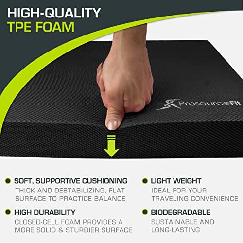 ProsourceFit Exercise Balance Pad – Non-Slip Cushioned Foam Mat & Knee Pad for Fitness and Stability Training, Yoga, Physical Therapy