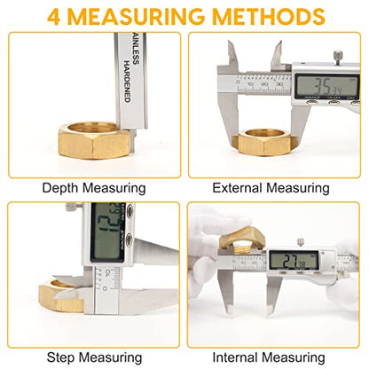 Digital Caliper, Sangabery 6 inch Stainless Steel Caliper Measuring Tool with Inch/Metric/Fractions Conversion and Large LCD Display, Perfect for DIY, Household and Professional Use