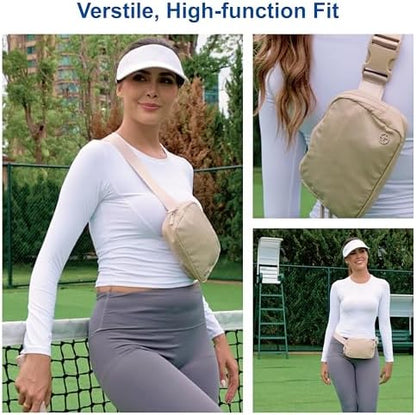 Pander Two Way Zipper Fanny Pack Nylon Everywhere Belt Bag for Women, Water Repellent Waist Packs, Crossbody Bags with Adjustable Strap(Grape Green).