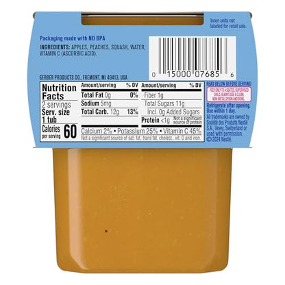 Gerber 2nd Foods Apple Peach Squash, 4 Ounce Tubs, 2 Count (Pack of 8), 4 Ounce (Pack of 16)