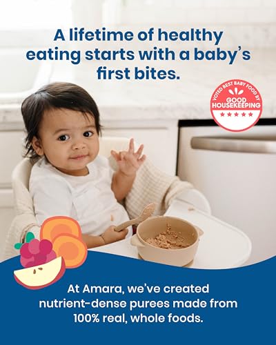 Amara Organic Baby Food - Stage 2 - Tropical Mango - Baby Cereal to Mix With Breastmilk, Water or Baby Formula - Shelf Stable Baby Food Pouches Made from Organic Fruit - 14 Pouches, 3.5oz Per Serving