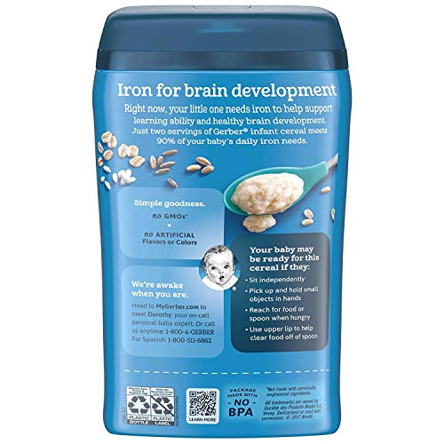 Gerber Stage 2 Baby Food, Multigrain Cereal, Whole Grains, Iron, Zinc & Vitamin B12, Baby Cereal, 6-Pack