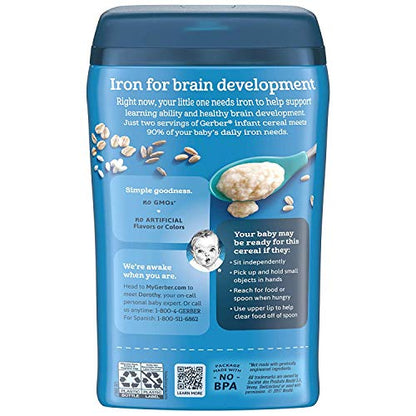 Gerber Stage 2 Baby Food, Multigrain Cereal, Whole Grains, Iron, Zinc & Vitamin B12, Baby Cereal, 6-Pack