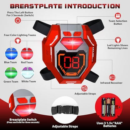Laser Tag Guns Set of 4 Laser Tag Guns with Digital LED Score Display Vests,Gifts for Teens and Adults Boys & Girls,Adults and Family Fun,Gift for Kids Ages 8 9 10 11 12+Year Old Boy