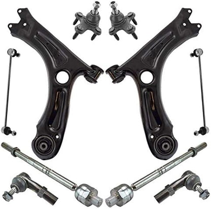 TRQ Front Steering & Suspension Kit Ball Joint Control Arm Sway Bar Stabilizer Link Tie Rod Compatible with 2011-2018 Volkswagen Jetta