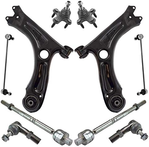 TRQ Front Steering & Suspension Kit Ball Joint Control Arm Sway Bar Stabilizer Link Tie Rod Compatible with 2011-2018 Volkswagen Jetta